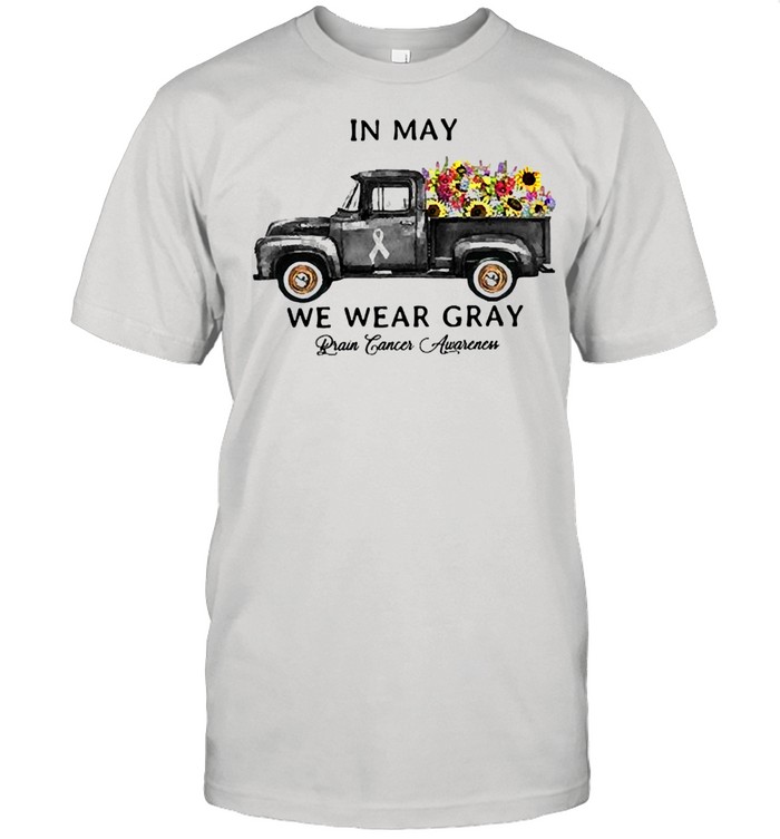 Lovely truck sunflower in may we wear gray brain cancer awareness shirt Classic Men's T-shirt