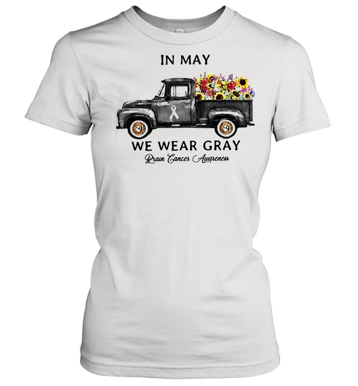 Lovely truck sunflower in may we wear gray brain cancer awareness shirt Classic Women's T-shirt