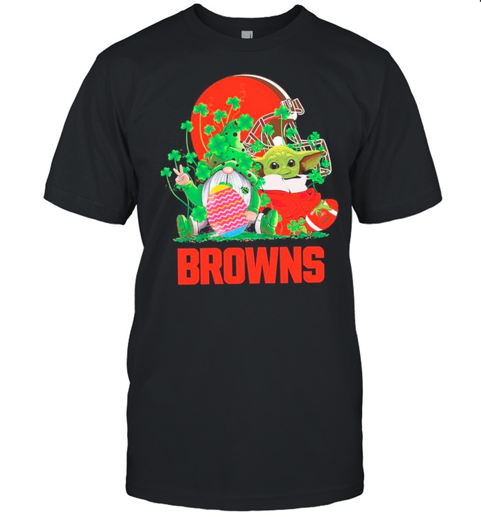 Star Wars Baby Yoda Hug Rugby Cleveland Browns And Gnome Hug Easter Egg Happy Easter And St Patrick’s Day 2021 shirt Classic Men's T-shirt