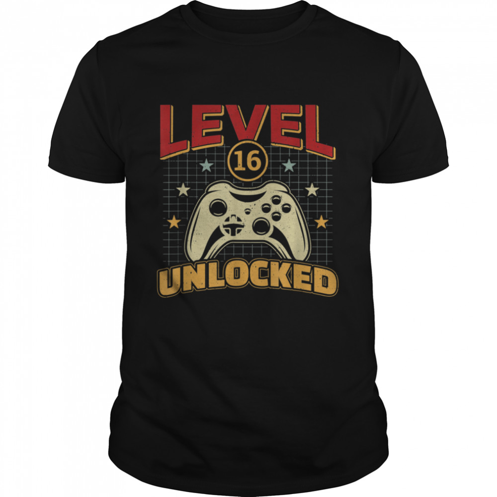 16th Birthday Level 16 Unlocked Video Gamer Game shirt Classic Men's T-shirt