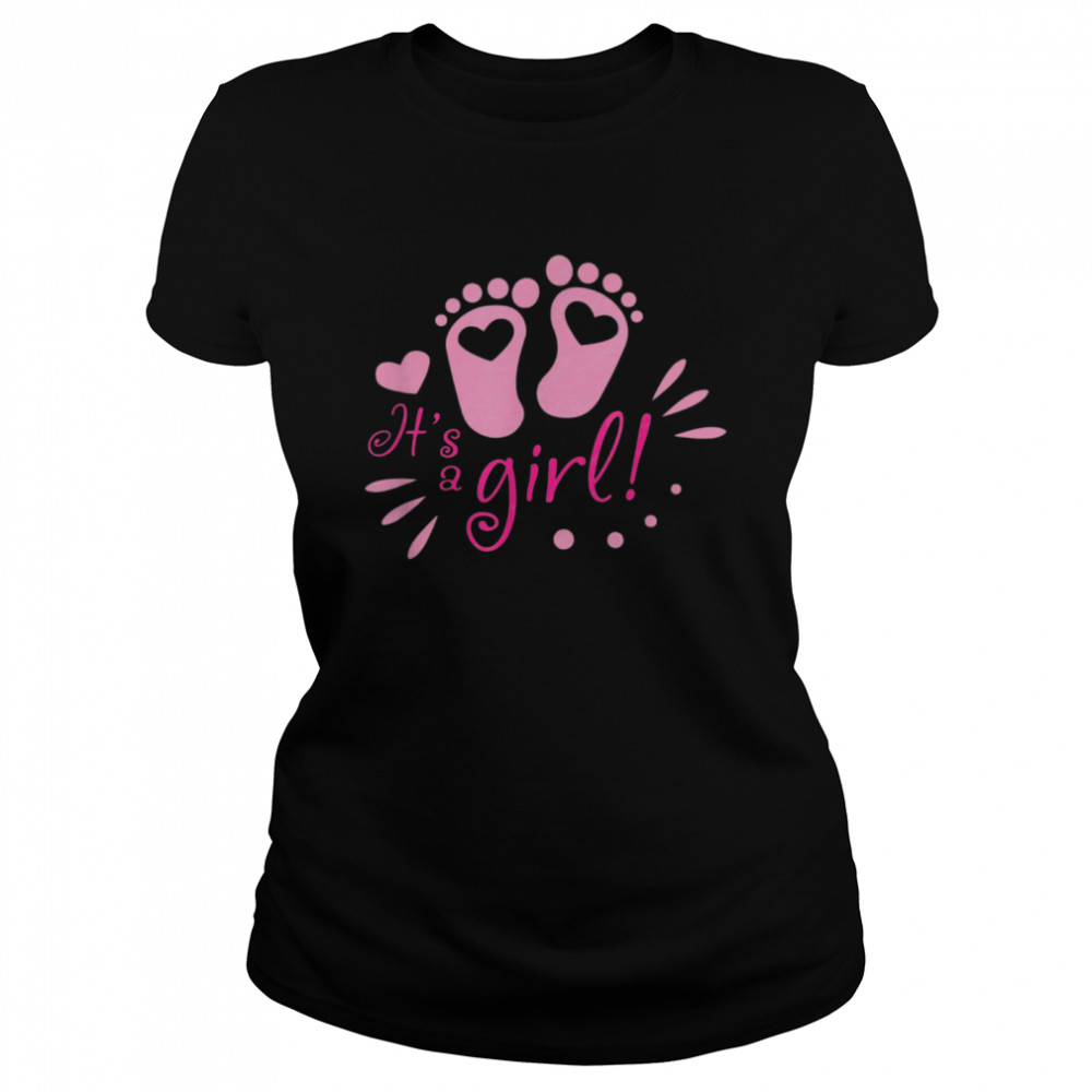 Baby reveal for announcement of pregnancy boy or girl shirt Classic Women's T-shirt