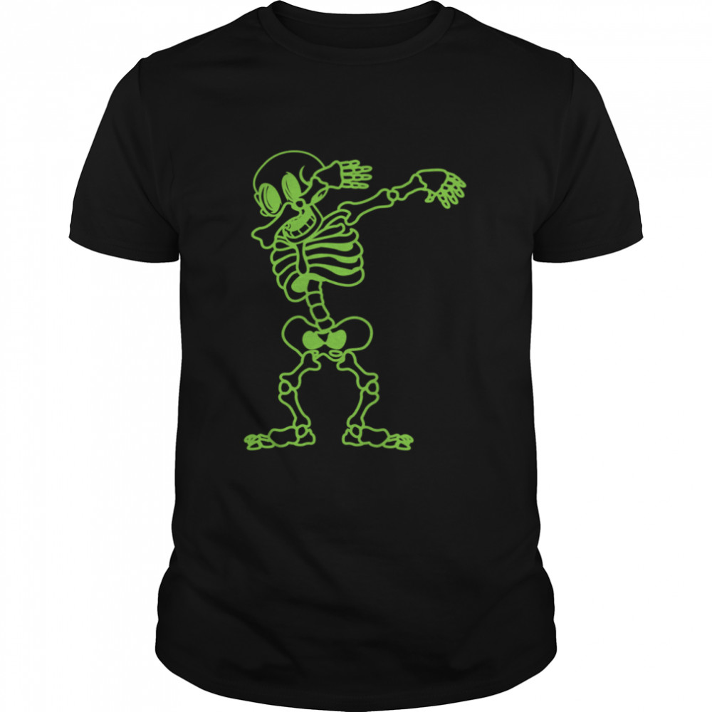 Dabbing Skeleton Green Halloween Costume Skull Langarmshirt shirt