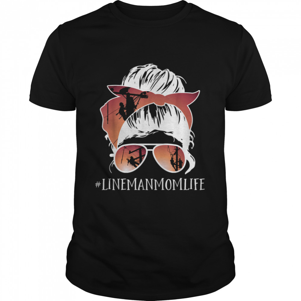 Mother's day Messy Hair Bun LineMan Mom Line Mother  Classic Men's T-shirt