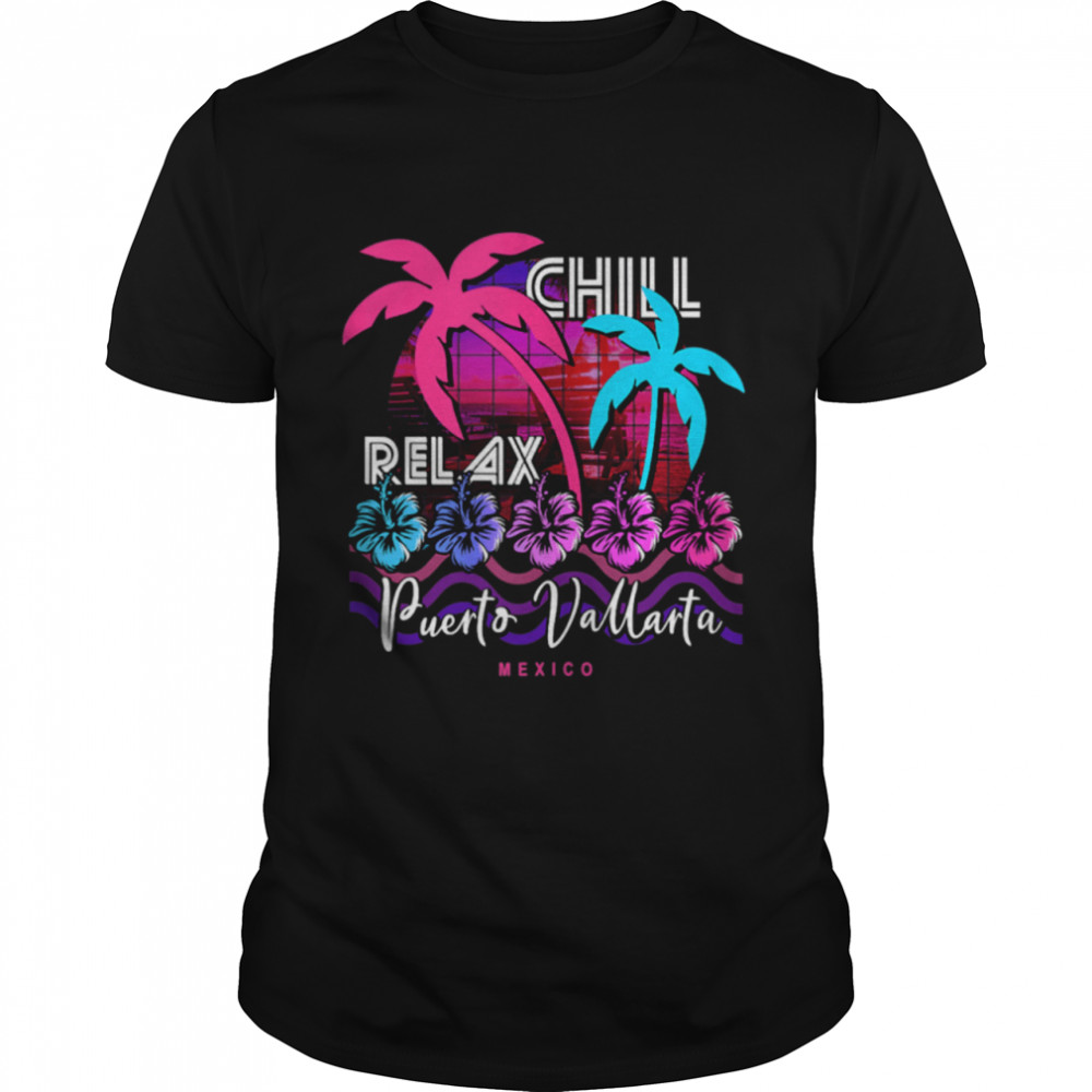 Retro Puerto Vallarta Mexico Vaporwave Aesthetic Beach 80s shirt Classic Men's T-shirt