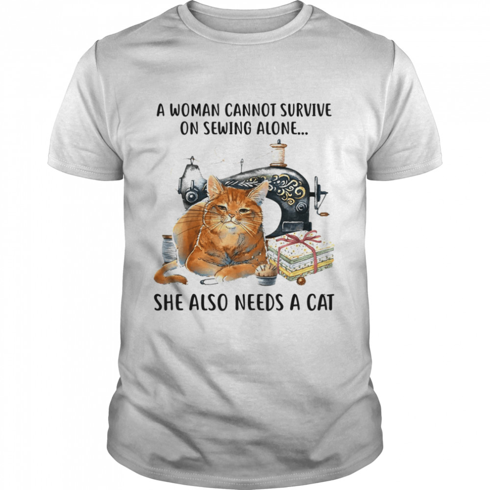 A Cannot Survive On Books Alone She Also Needs A Cat  Classic Men's T-shirt