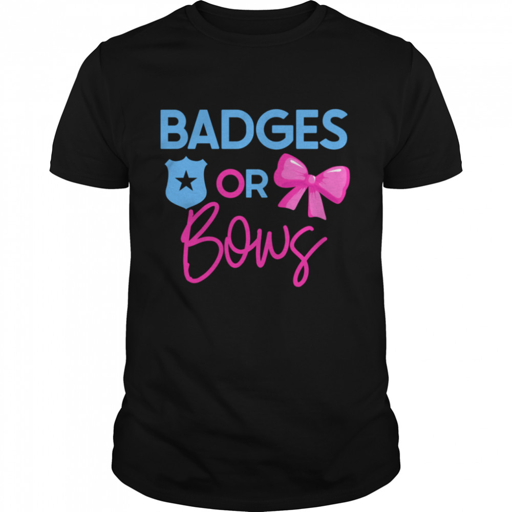 Badges or Bows Gender Reveal Party Idea for mom or dad  Classic Men's T-shirt