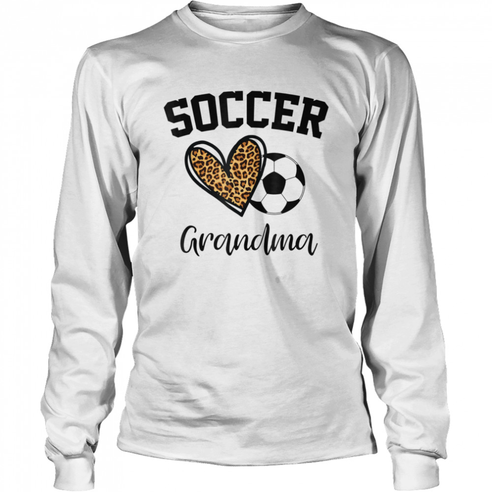 Soccer Grandma Leopard Heart Mothers Day  Long Sleeved T-shirt