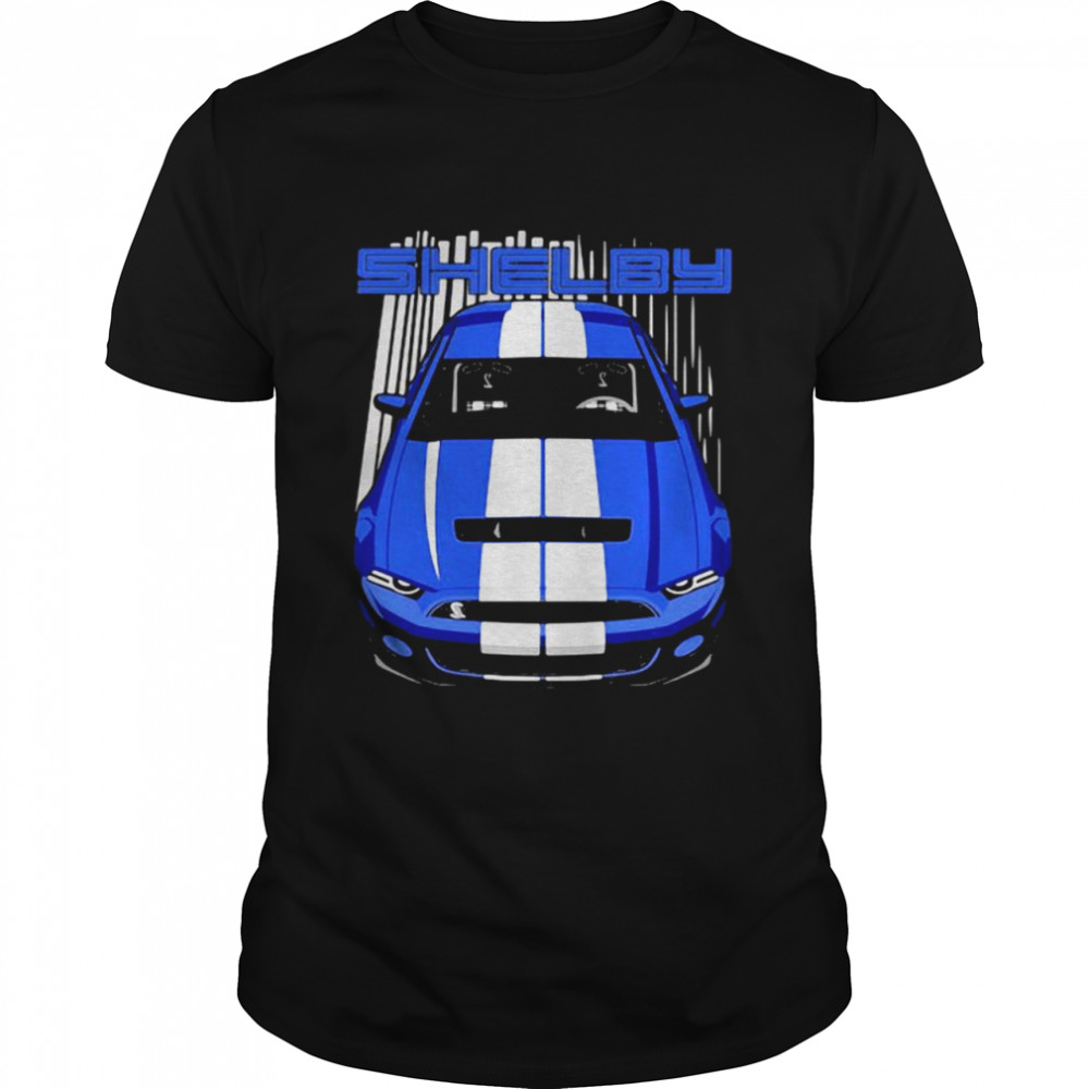 Mustang Shelby Gt500 S197 Blue And White  Classic Men's T-shirt