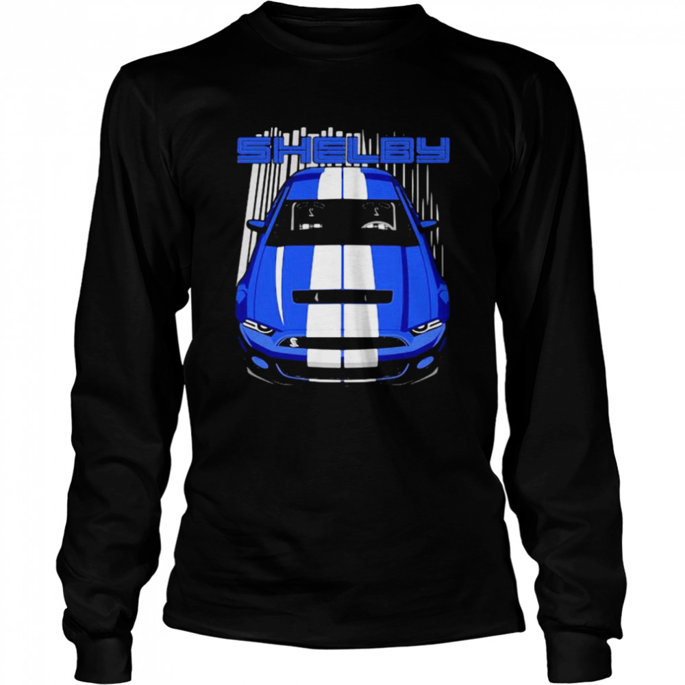 Mustang Shelby Gt500 S197 Blue And White  Long Sleeved T-shirt