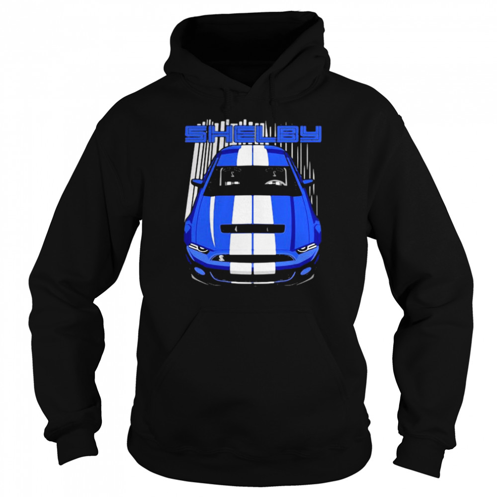 Mustang Shelby Gt500 S197 Blue And White  Unisex Hoodie