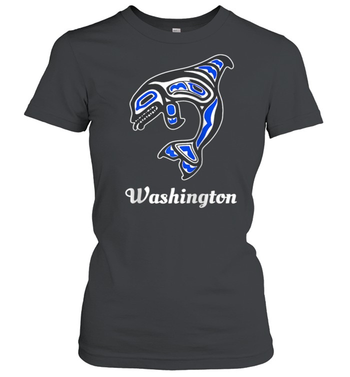 Blue Native American Washington Tribal Orca Killer Whale shirt Classic Women's T-shirt