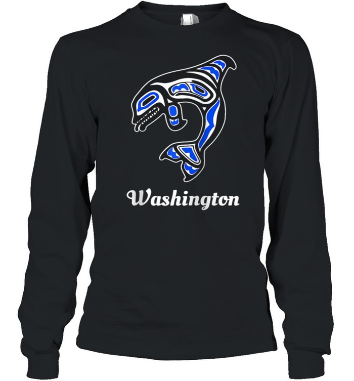 Blue Native American Washington Tribal Orca Killer Whale shirt Long Sleeved T-shirt