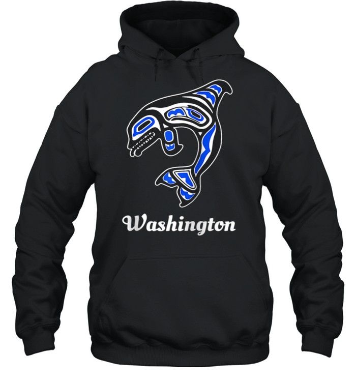 Blue Native American Washington Tribal Orca Killer Whale shirt Unisex Hoodie