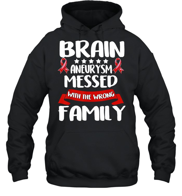 Brain Aneurysm Messed With The Wrong Family Awareness Brain Hemorrhage Related Red Ribbon Unisex Hoodie