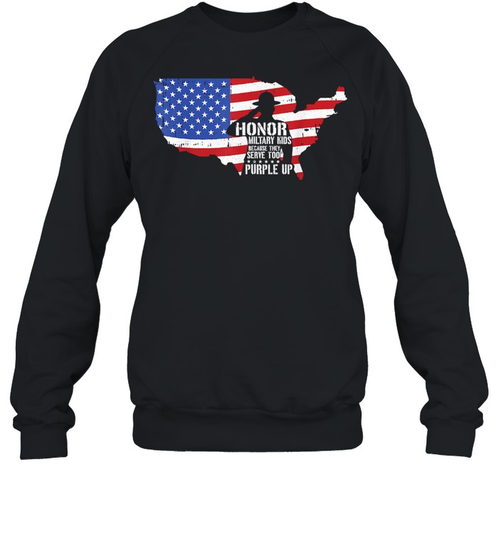 Honor Military Kids Because They Serve Too Purple Up American Flag Unisex Sweatshirt