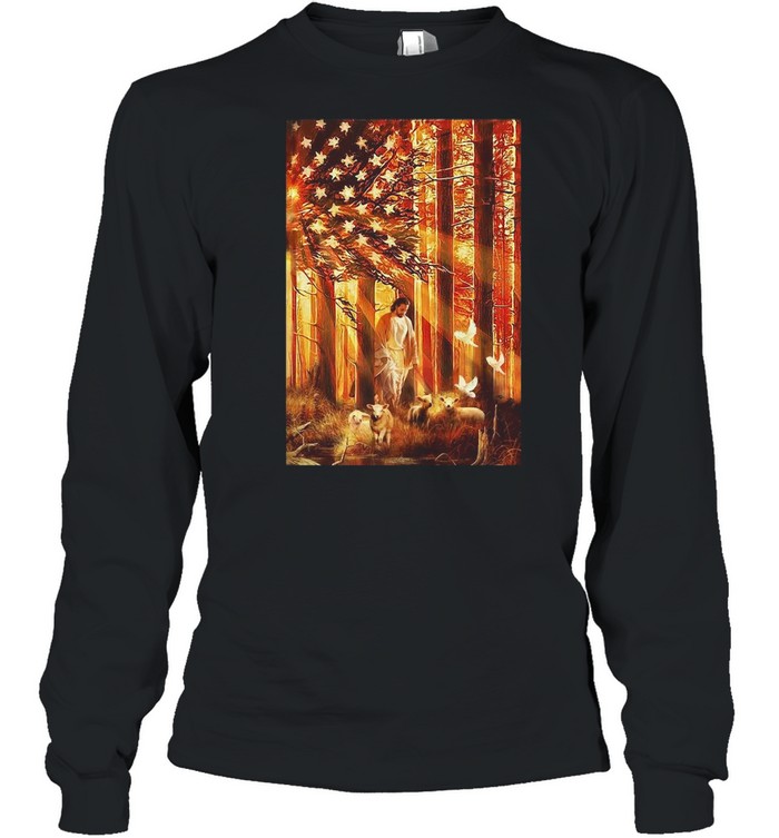 Jesus Walking With The Lambs 2 T-shirt Long Sleeved T-shirt