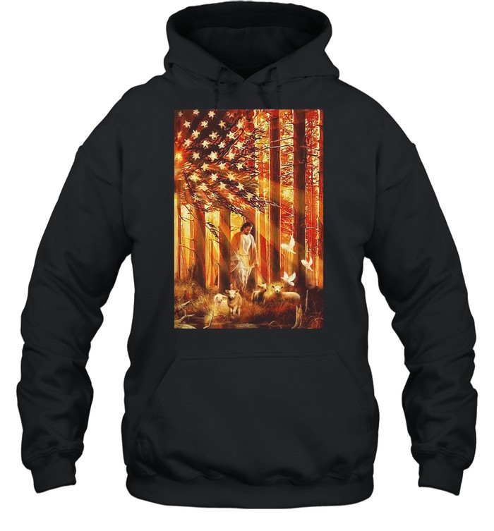 Jesus Walking With The Lambs 2 T-shirt Unisex Hoodie