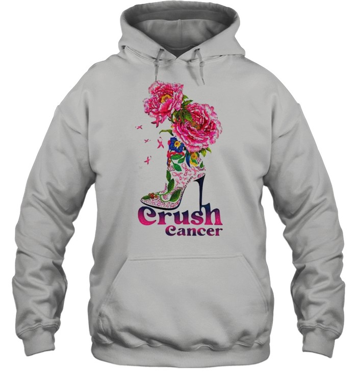 Crush Cancer Breast Cancer Awareness Shoes Flower  Unisex Hoodie