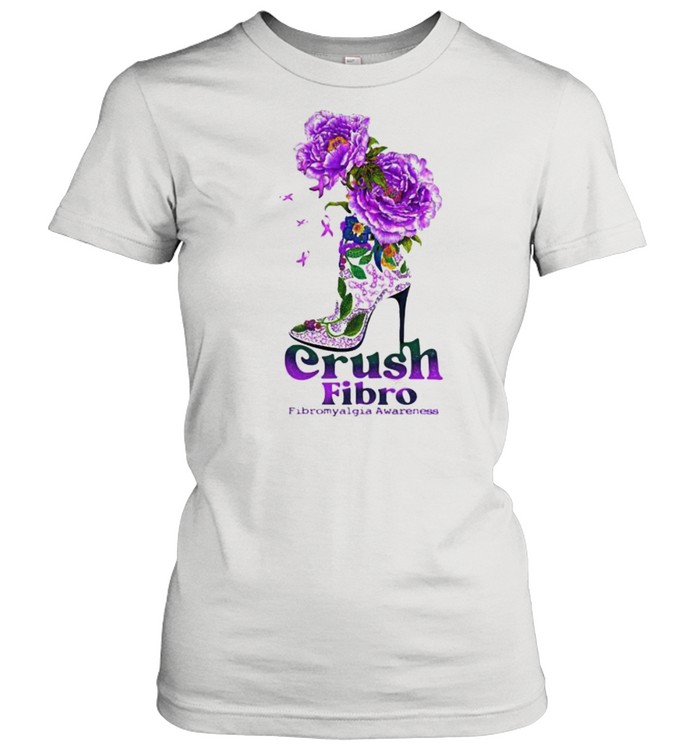 Crush Fibro Fibromyalgia Awareness Shoes Flower  Classic Women's T-shirt