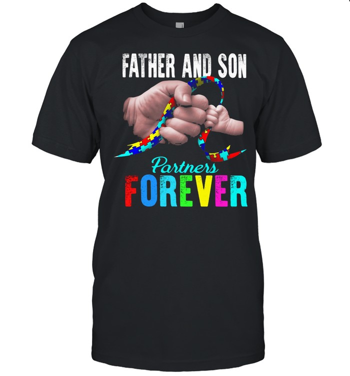 Father and Autism Son Partners Forever Autism Shirt