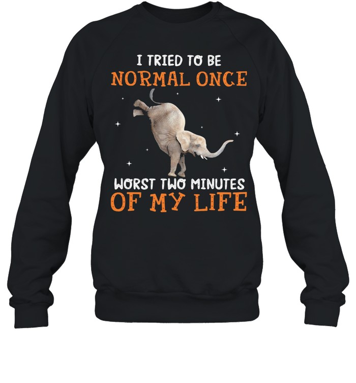 I Tried To Be Normal once Worst Two Minutes Of My Life Elephant Unisex Sweatshirt