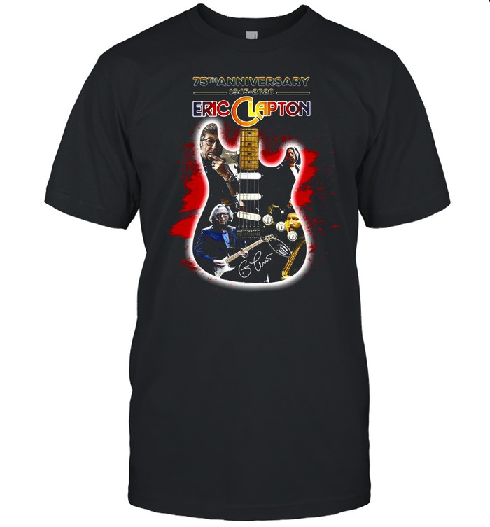 75th Anniversary 1945 2020 Eric Clapton Guitar Signature T-shirt Classic Men's T-shirt