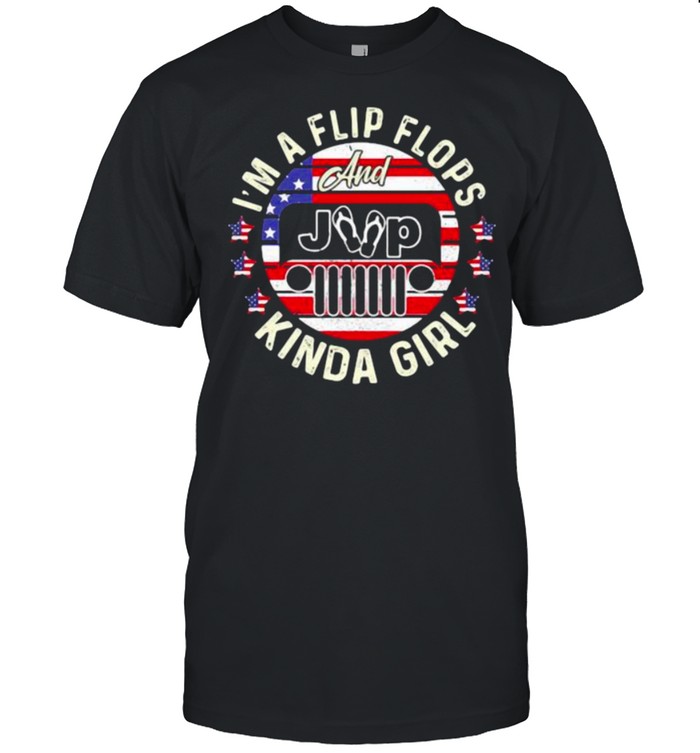 I’m A Flip Flops Kinda Girl And Jeep American Flag  Classic Men's T-shirt