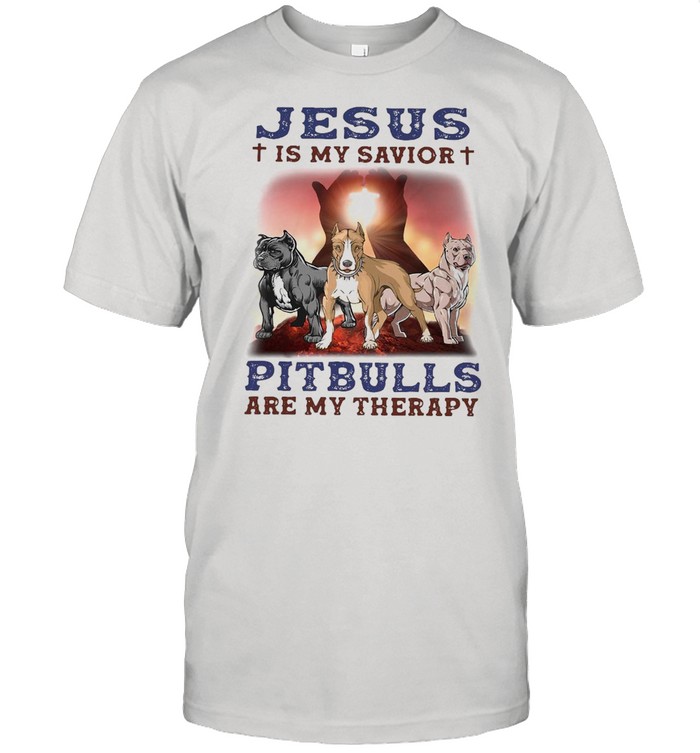 Jesus Is My Savior Pitbulls Are My Therapy Vintage T-shirt Classic Men's T-shirt