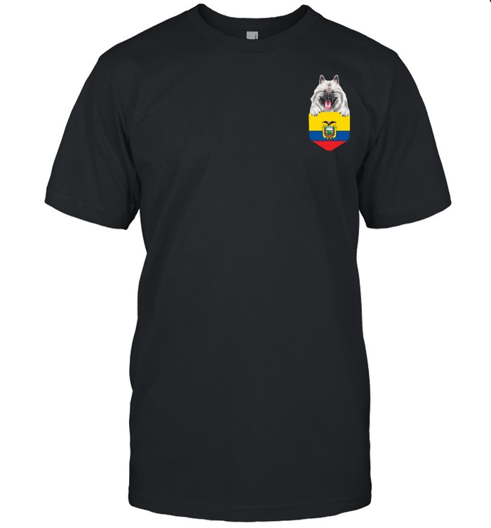 Ecuador Flag Keeshond Dog In Pocket shirt