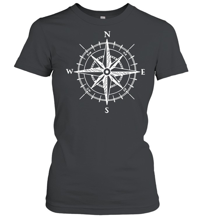 Hand Drawn Design Compass Rose Nautical T-shirt Classic Women's T-shirt