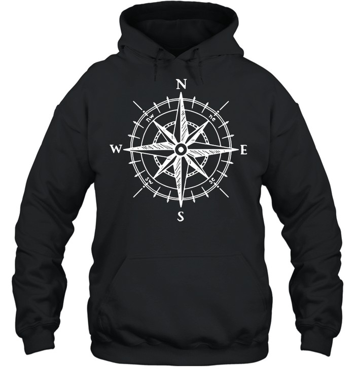Hand Drawn Design Compass Rose Nautical T-shirt Unisex Hoodie