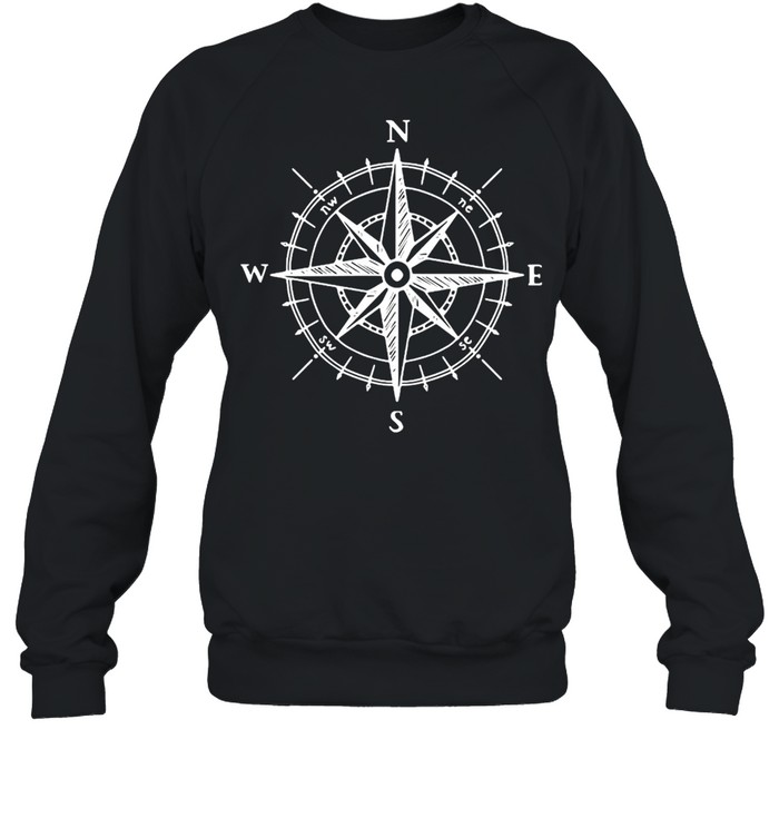 Hand Drawn Design Compass Rose Nautical T-shirt Unisex Sweatshirt