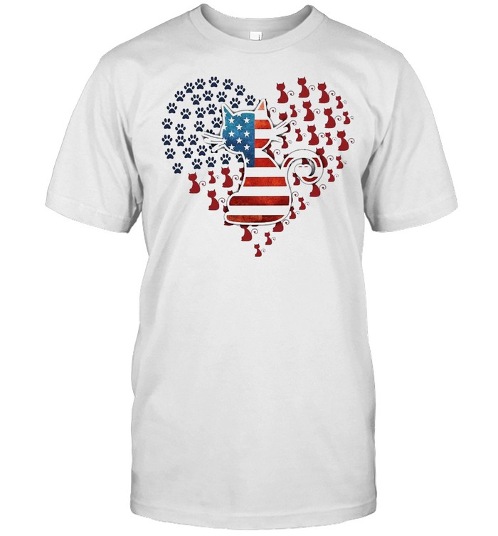 Cat American Heart 4th Of July T-shirt