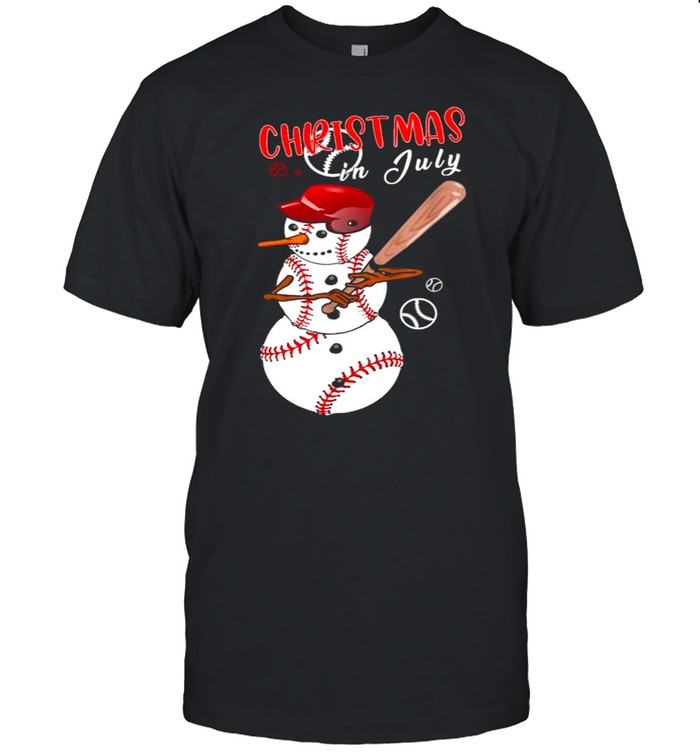 Christmas in july For Baseball Fan Snowman  Classic Men's T-shirt