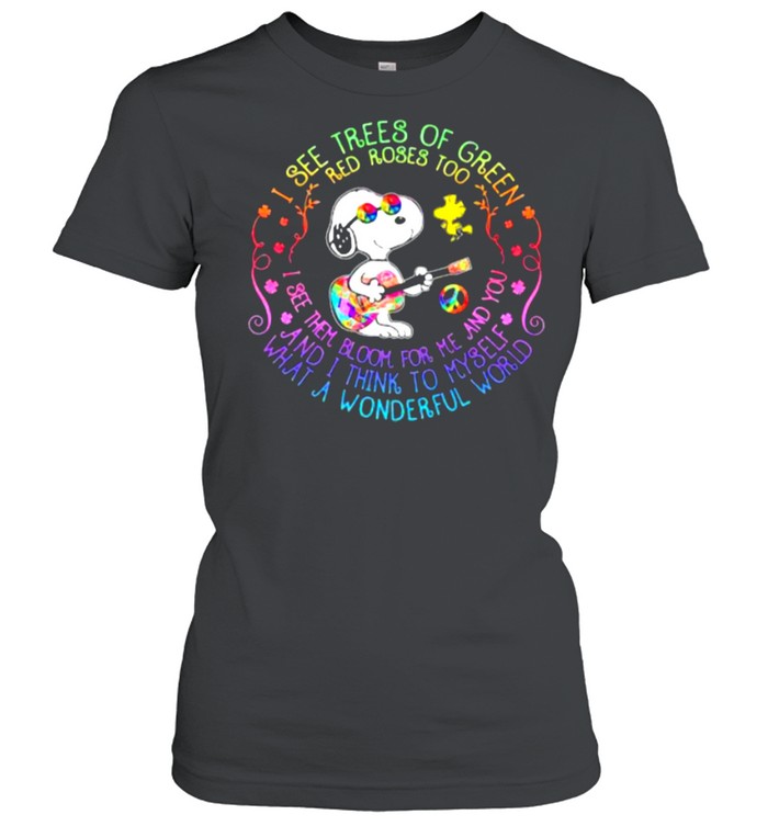 And I think to Myself What a Wonderful World Hippie Snoopy  Classic Women's T-shirt