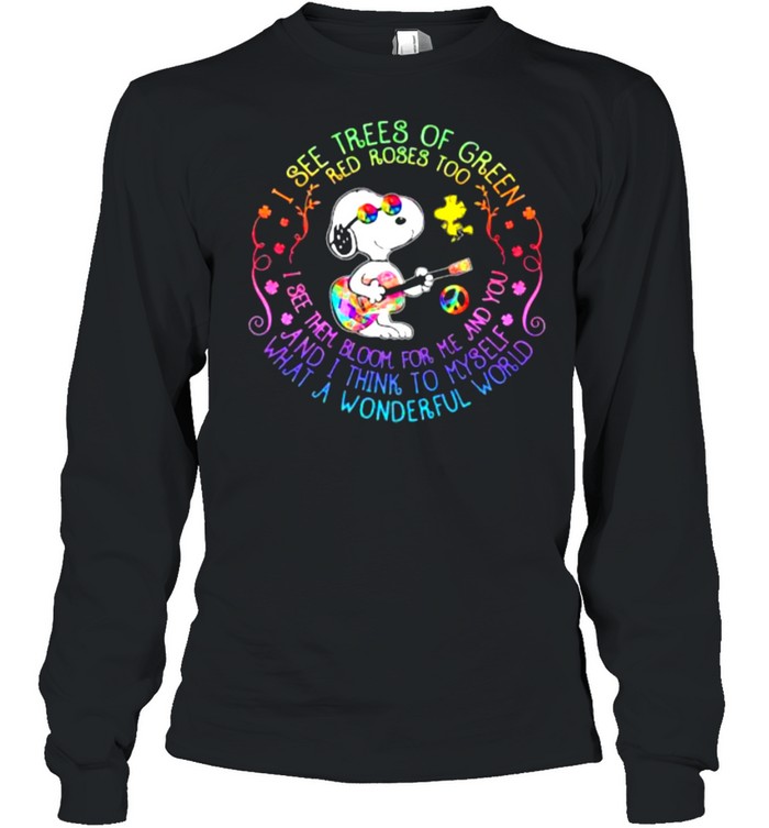 And I think to Myself What a Wonderful World Hippie Snoopy  Long Sleeved T-shirt