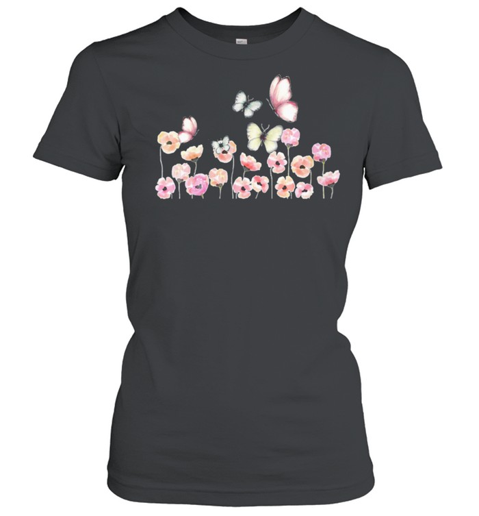 butterfly flower pink flowers cute pretty beautiful shirt Classic Women's T-shirt