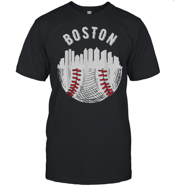 Cool Boston Massachusetts Skyline Baseball Fan City Downtown shirt Classic Men's T-shirt