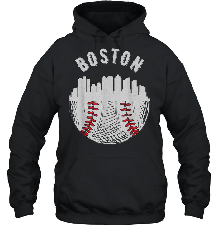 Cool Boston Massachusetts Skyline Baseball Fan City Downtown shirt Unisex Hoodie