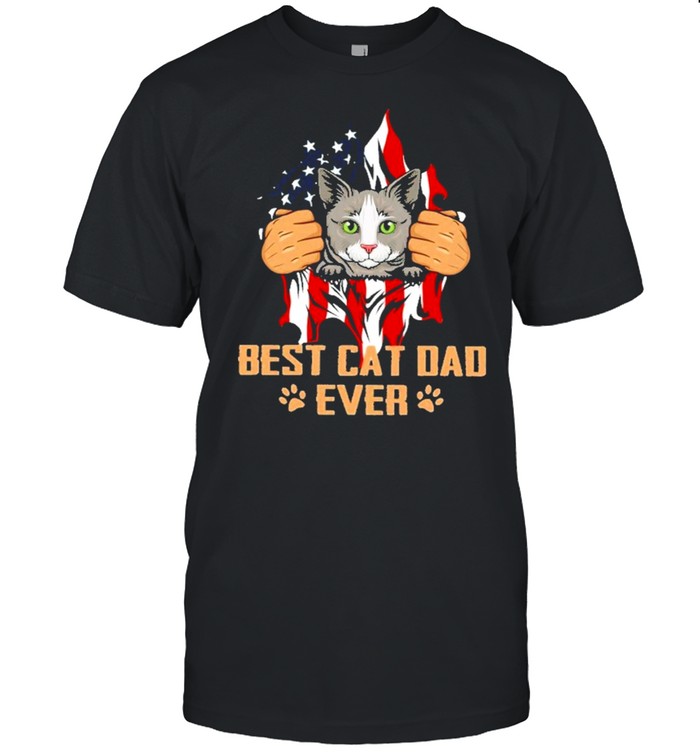 block inside my cat best cat dad ever american flag shirt Classic Men's T-shirt