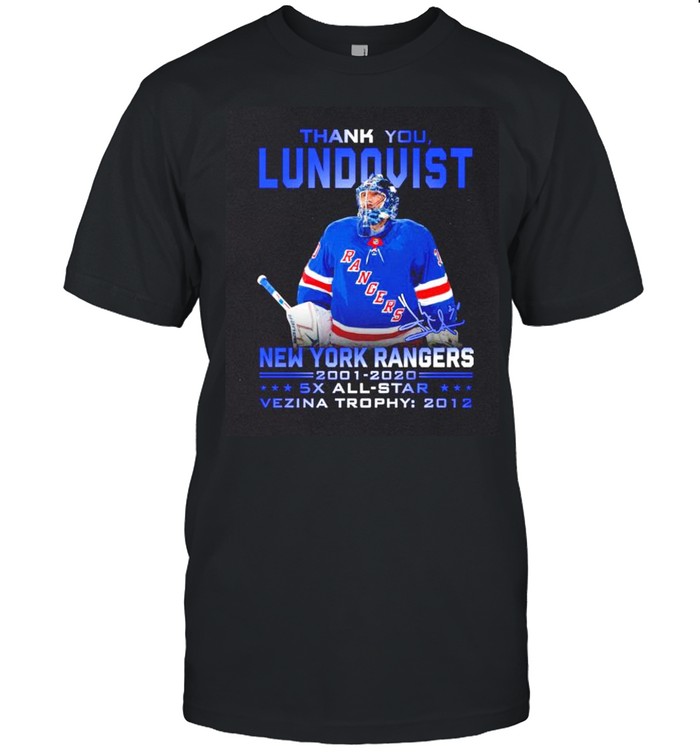 Thank you Lundqvist New York Rangers 2001-2020 signature t-shirt