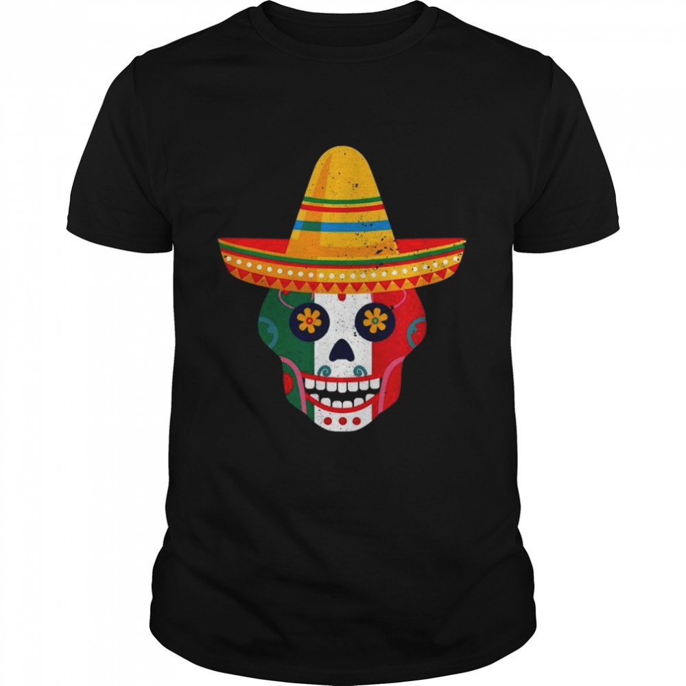 Day Of The Dead Sugar Skull Cinco de Mayo Sombrero  Classic Men's T-shirt