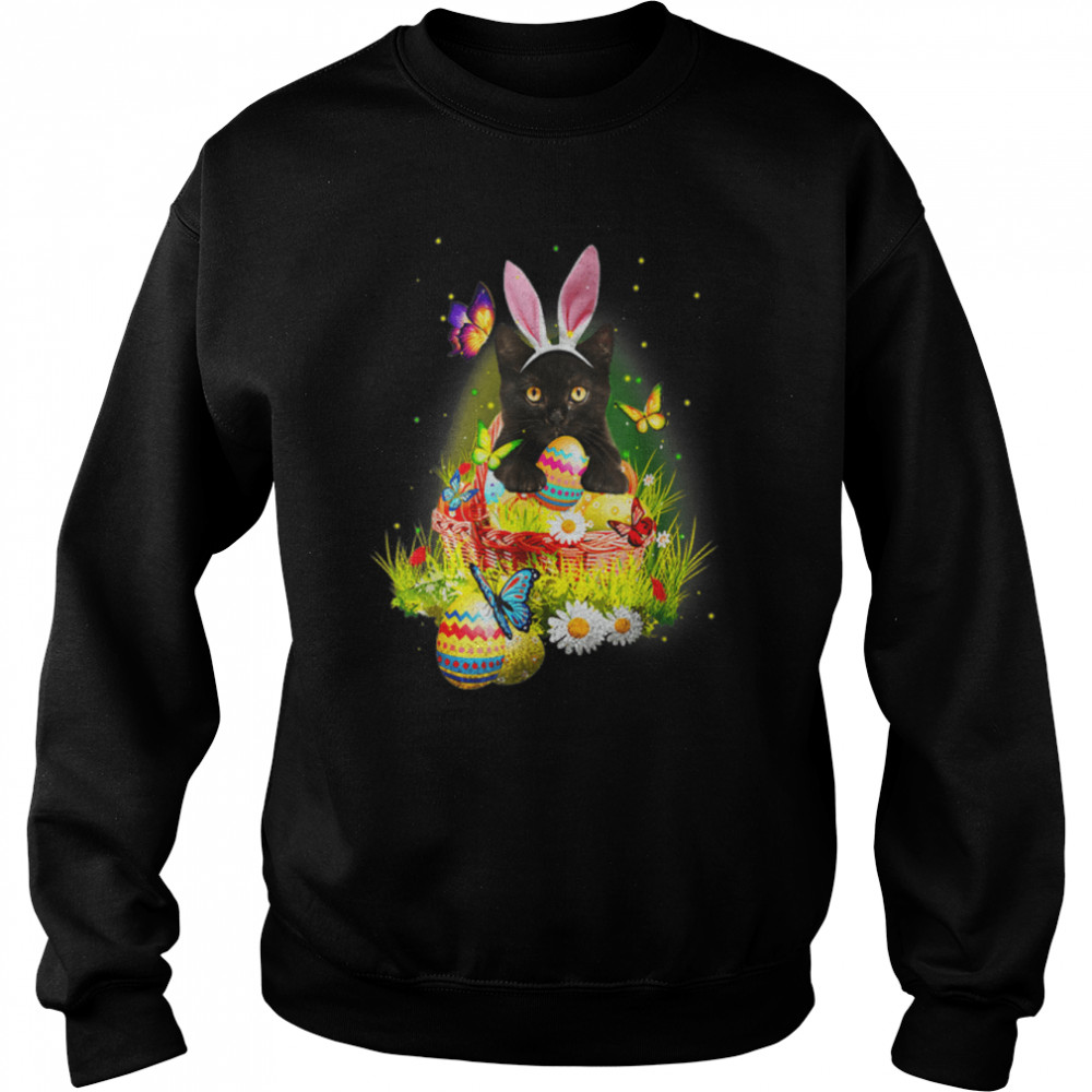Cute Black Cat Easter Day Bunny Eggs T- B09VNTV9LC Unisex Sweatshirt