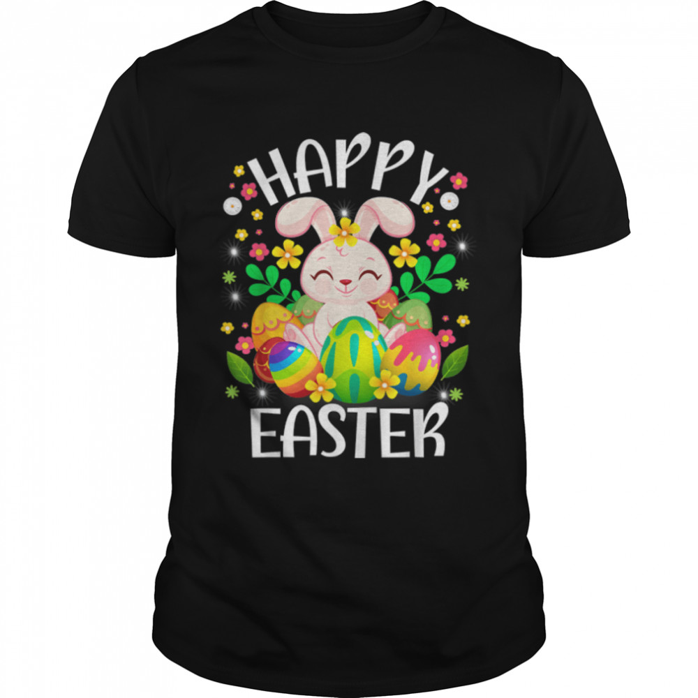 Happy Easter Cute Bunny Hunting Eggs T-Shirt B09VNTHK3V