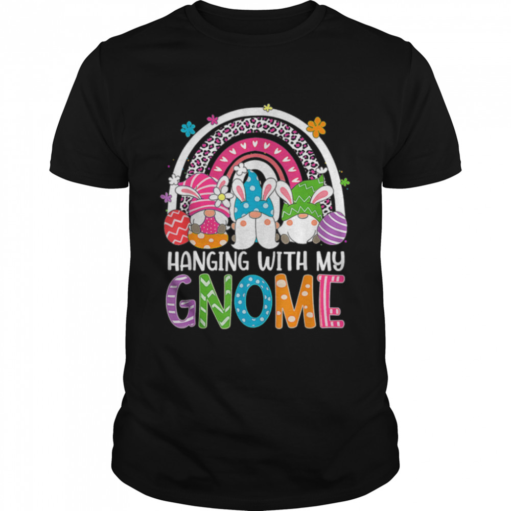 Rainbow Easter Gnome Hanging With My Gnomies Bunny Ears Eggs T- B09VNZH2MM Classic Men's T-shirt