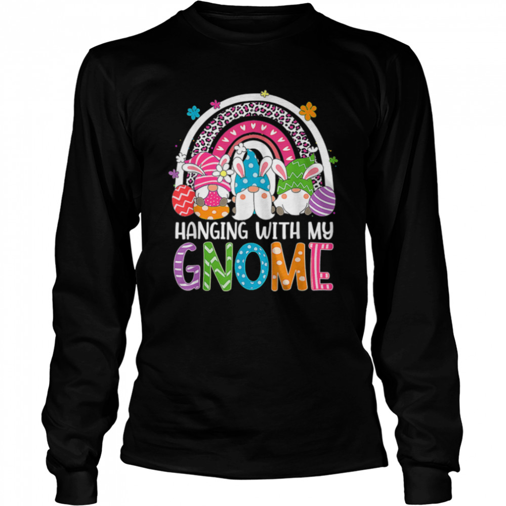 Rainbow Easter Gnome Hanging With My Gnomies Bunny Ears Eggs T- B09VNZH2MM Long Sleeved T-shirt