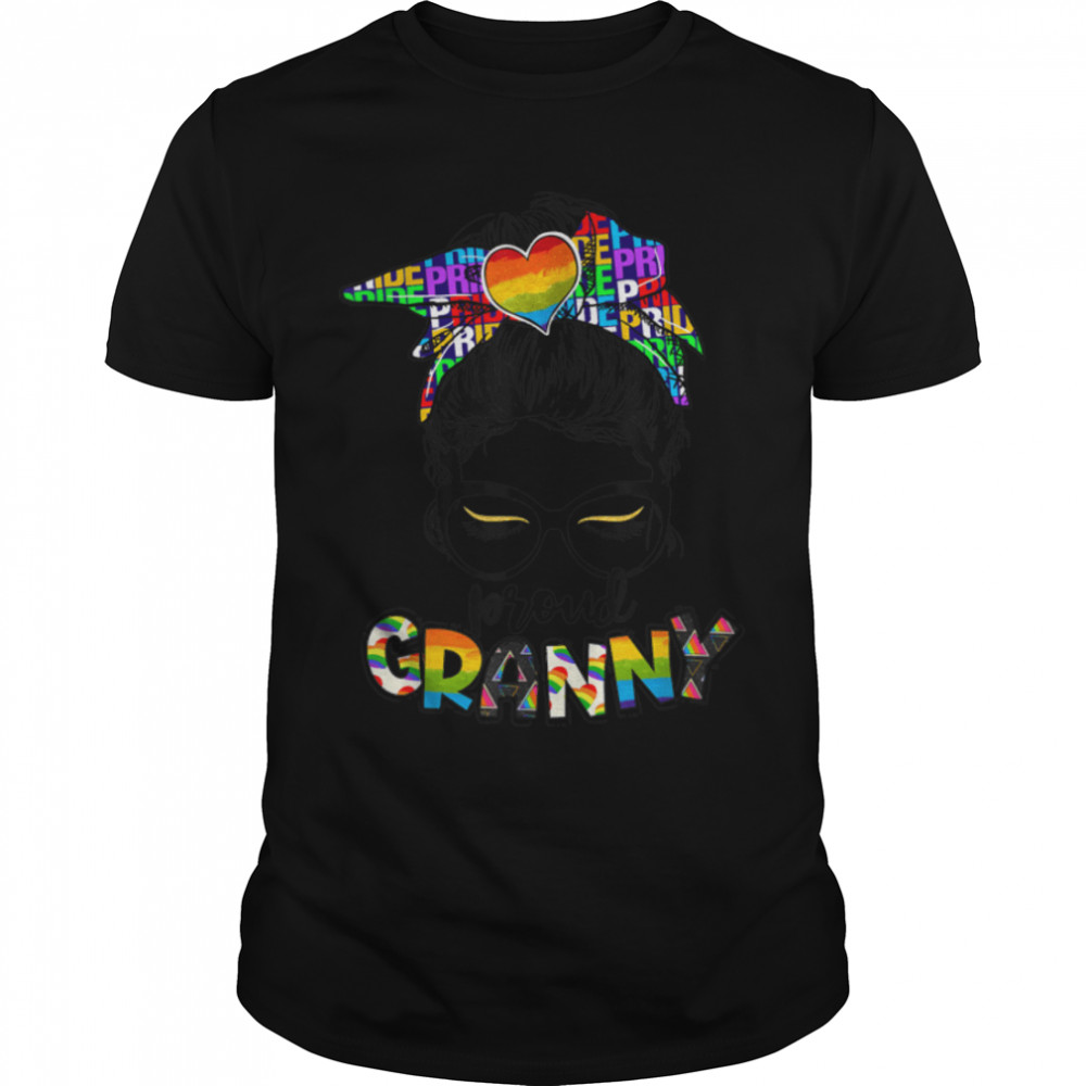 LGBT Support Rainbow Messy Bun Proud Granny LGBT Pride T- B09VYYCNQS Classic Men's T-shirt