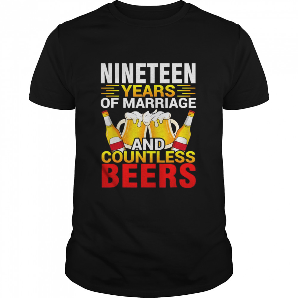 Nineteen Years Of Marriage And Countless Beers Husband Wife  Classic Men's T-shirt