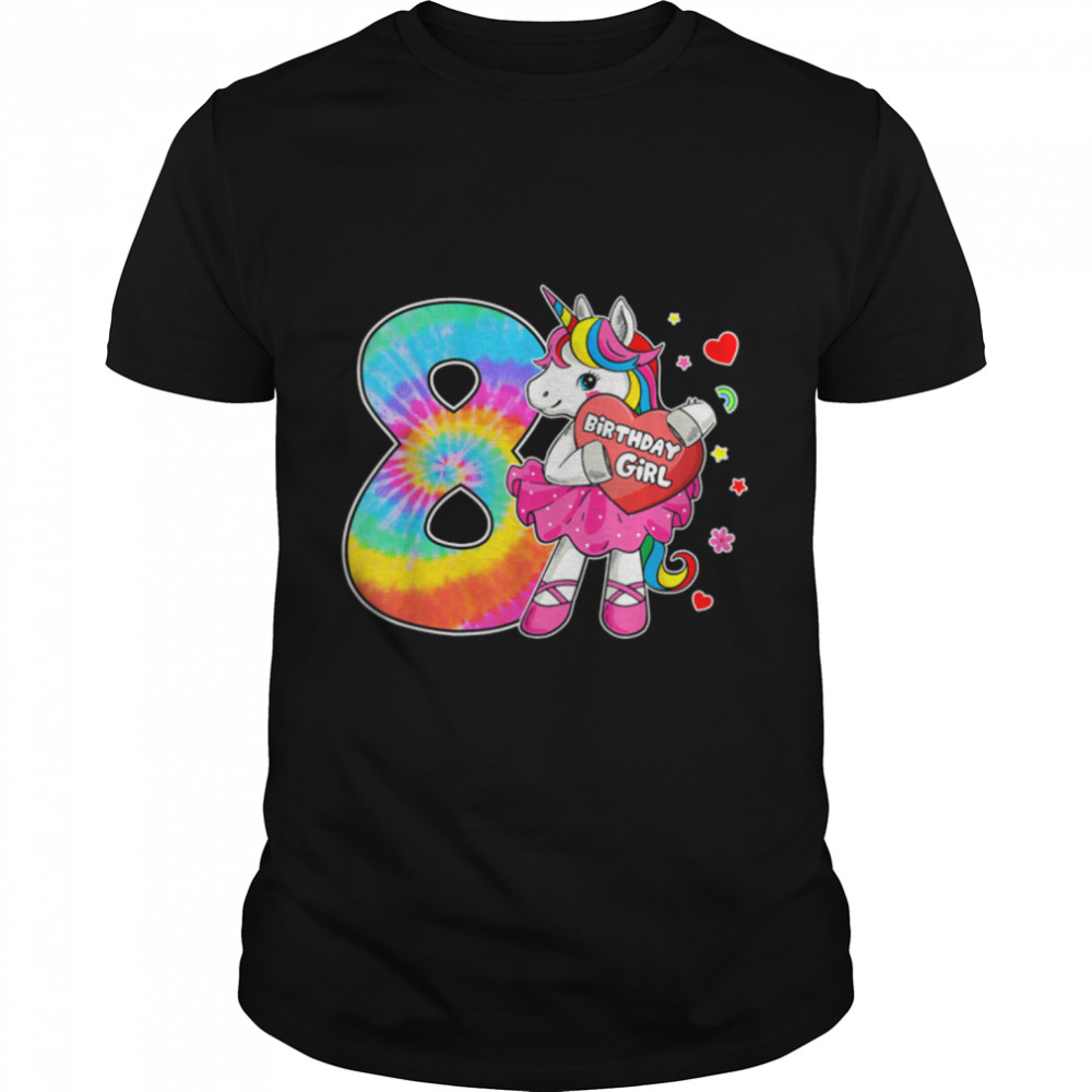 8th Birthday Unicorn Gift For Girls Age 8 Tie Dye Mother Day T- B09W96BWXH Classic Men's T-shirt