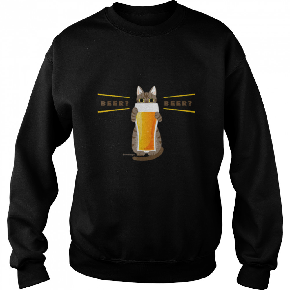 [Cat recommending beer] cat beer kawaii [White] T- B09W8W65MG Unisex Sweatshirt